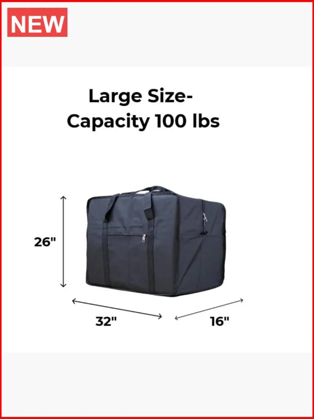 Heavy-Duty Cargo Duffel Bag with 2-Way Zippers & Reinforced Handles 100lb